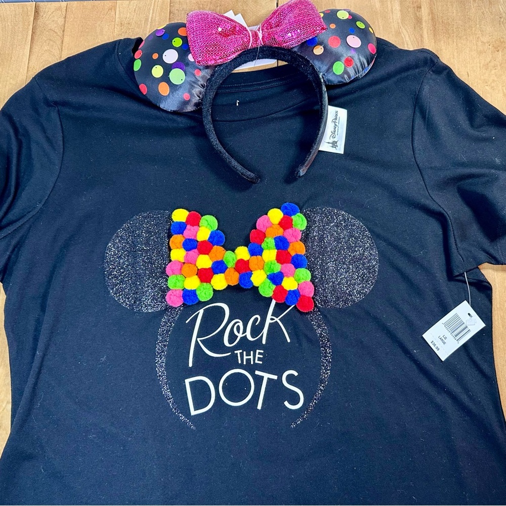 Disney Black 'Rock the Dots' Shirt and Matching Disney Ears Headband